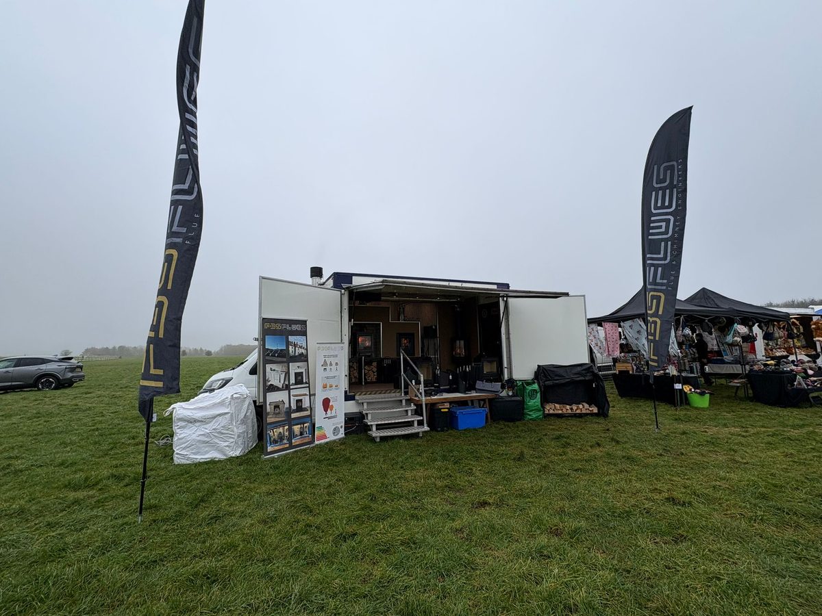 FBS exhibition stand with feather flags